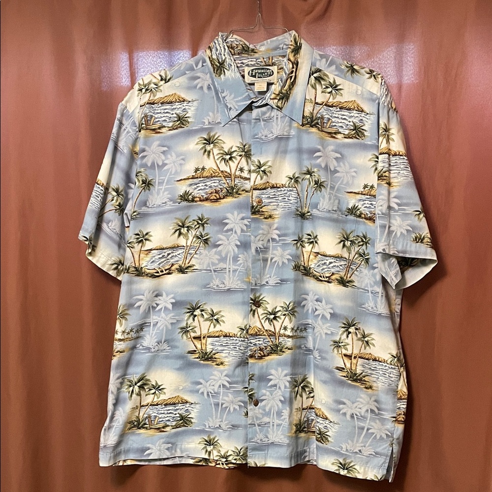 Island Vibes Men's Casual Shirt - Blue and White